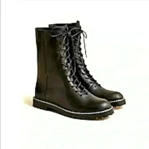 NIB: J Crew Lace-up Boots in Black Sz 8